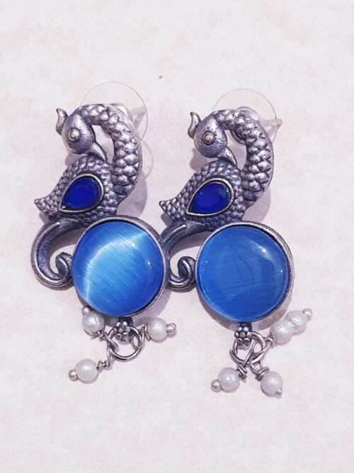 blue peacock earrings