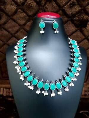 Aqua Gemstone Necklace Set