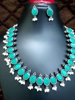 Aqua Gemstone Necklace Set